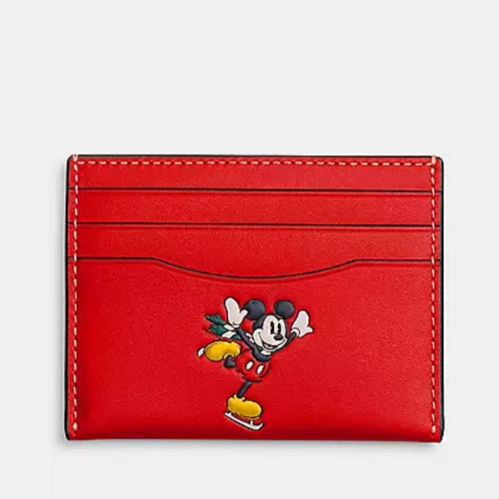 🎅🎄NWT DISNEY X COACH Slim ID Card Case With Winter Motif🎄🎅